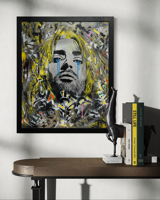 Kurt Cobain Framed Canvas - S.Brown