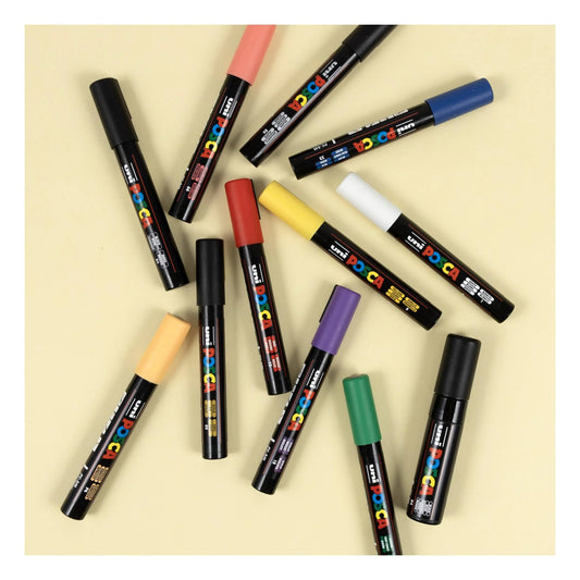 Uni-ball Posca Standard Colour PC-3M | 7M Marker Pens 12 Pack Acrylic Paint Pens Markers Art Supplies Creative Drawing Crafting DIY Gift Set