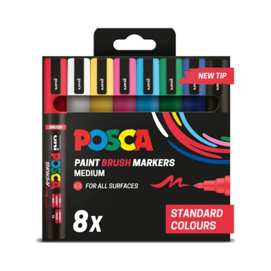 POSCA PC-5MBR Medium Paint Brush Markers Standard PFP - Pack of 8