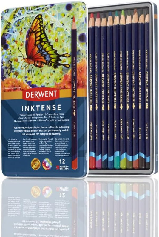 Derwent Inktense Pencil Tin Assorted Colours Set of 12