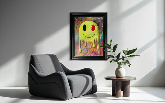 Acid Smiley (Framed) 73cm x 58cm - Luke Byrant