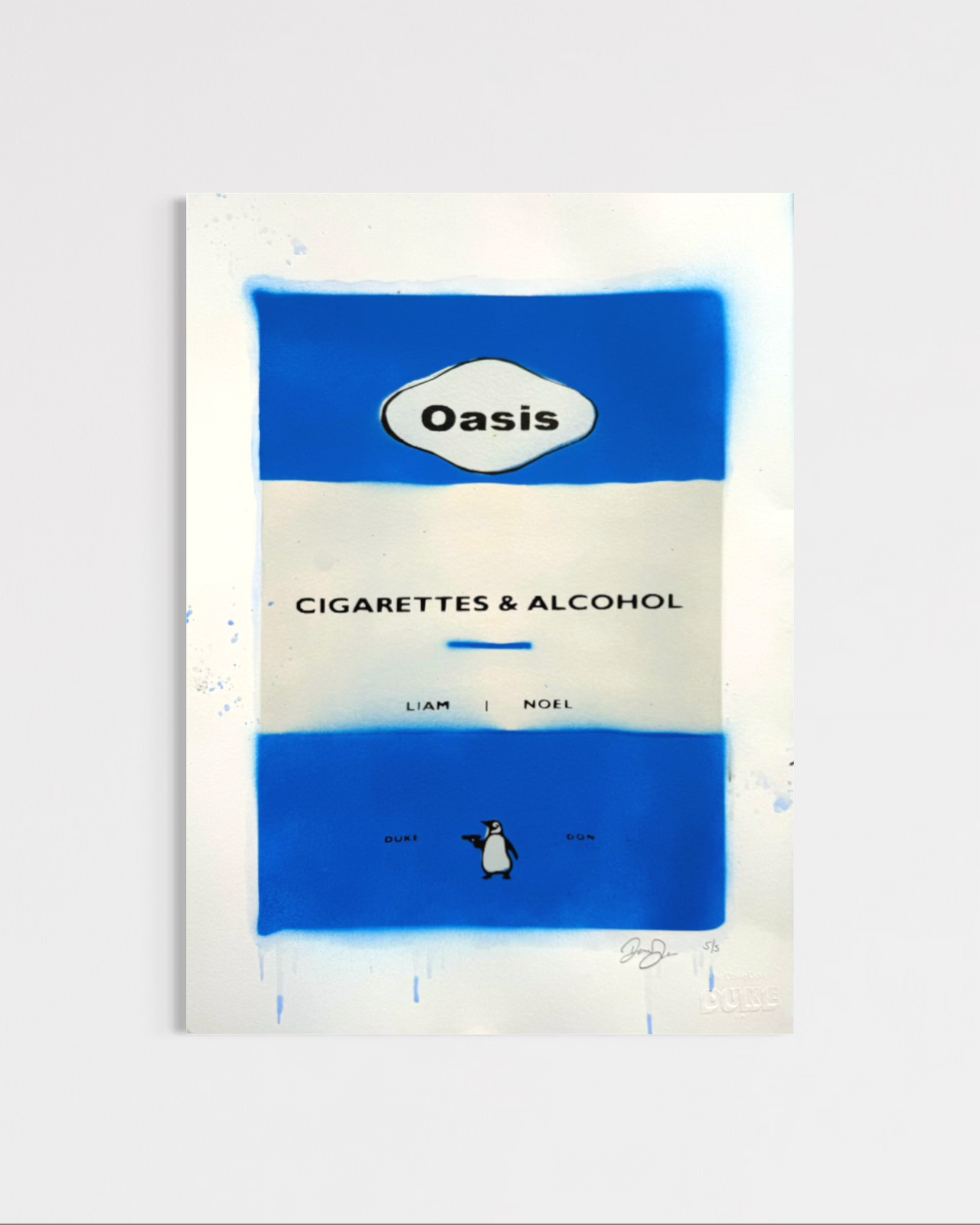 Penguin Shooter Series – Cigarettes & Alcohol - Blue (A3) Original