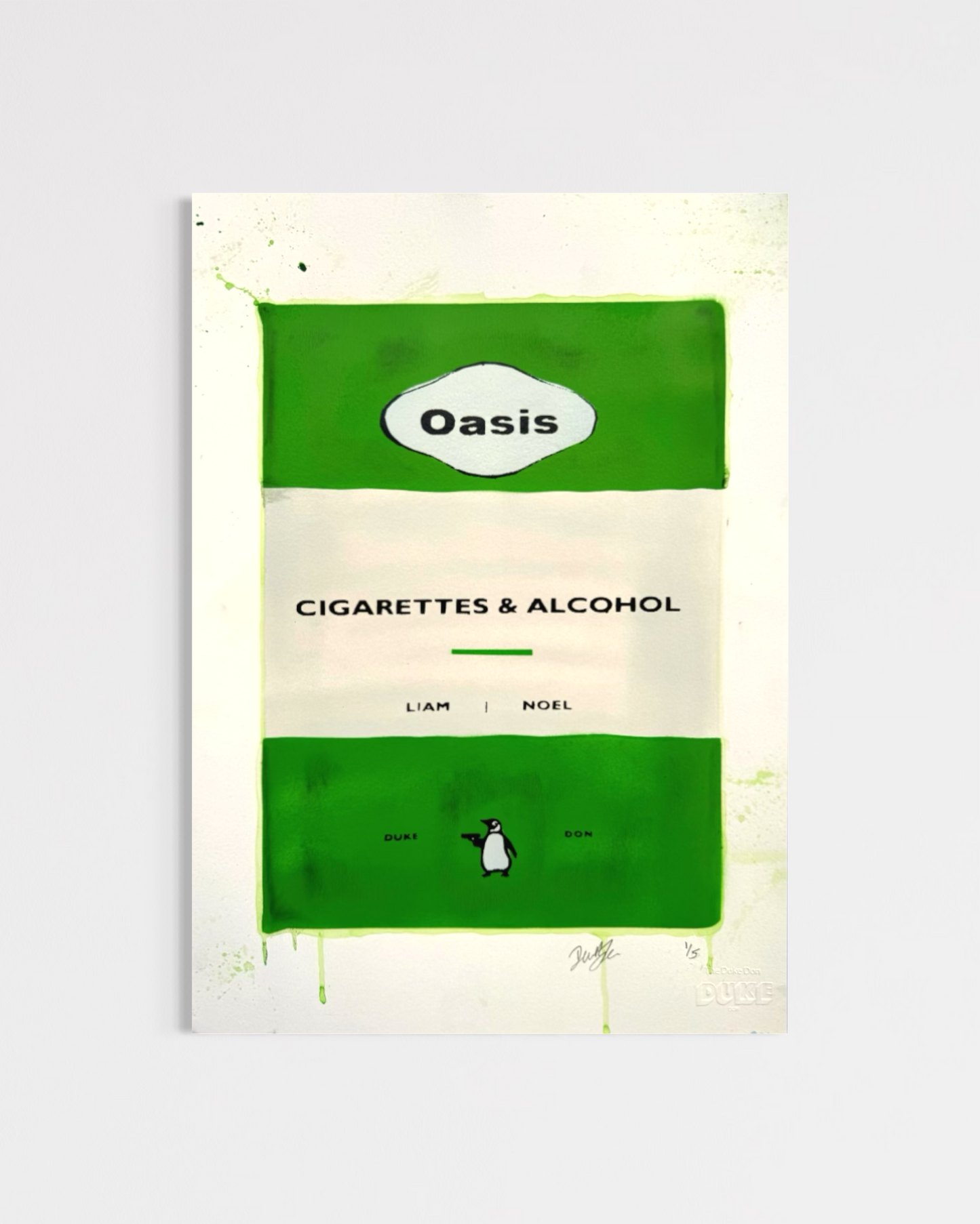 Penguin Shooter Series – Cigarettes & Alcohol - Green (A3) Original