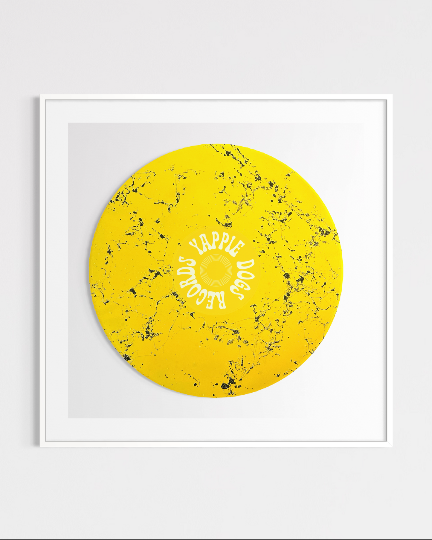 Yappiedogs Records Framed Vinyl - Yellow 40cm x 40cm