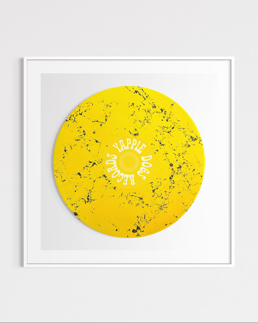 Yappiedogs Records Framed Vinyl - Yellow 40cm x 40cm