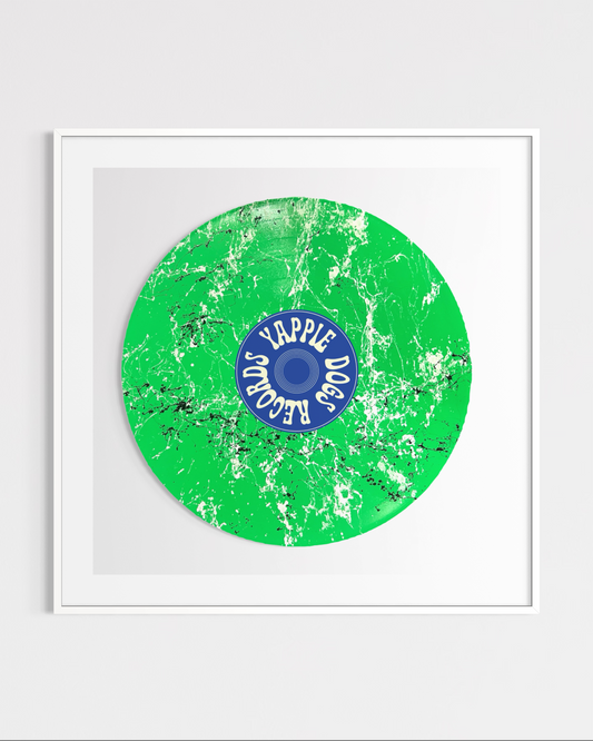 Yappiedogs Records Framed Vinyl - Green 40cm x 40cm