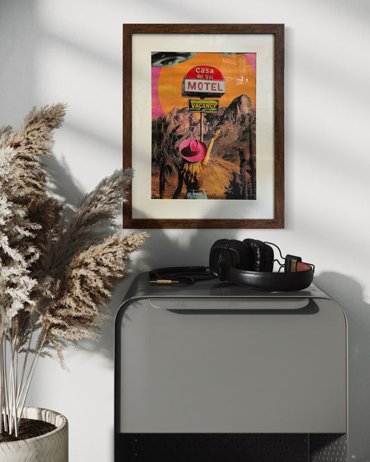 Casa del Sol Motel Retro Collage (Framed) 55cm x 45cm