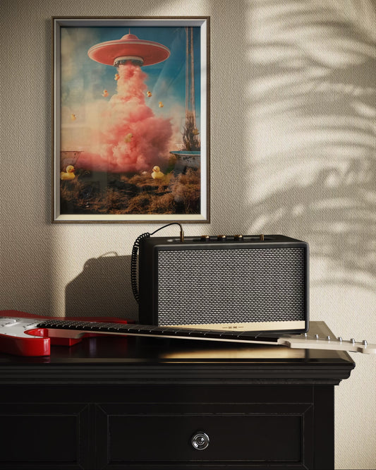 UFO Rubber Duck Invasion Print (Framed) 52cm x 42cm