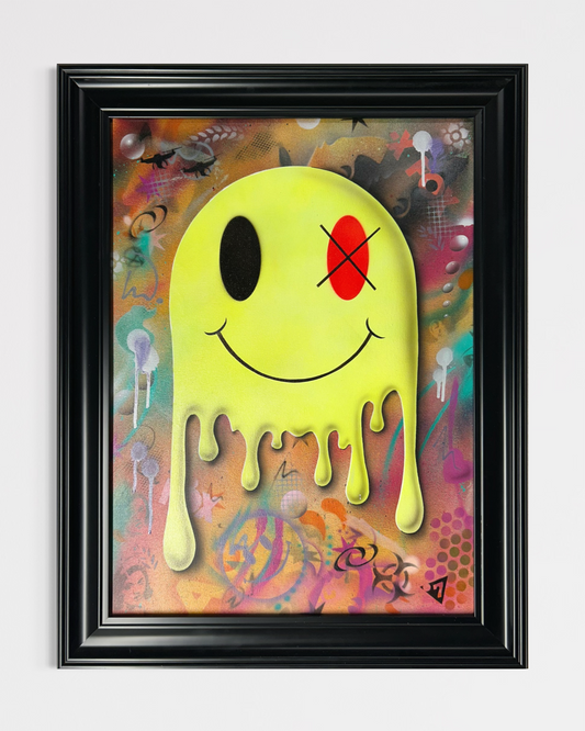 Acid Smiley (Framed) 73cm x 58cm - Luke Byrant