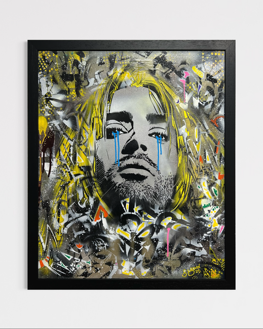Kurt Cobain Framed Canvas - S.Brown