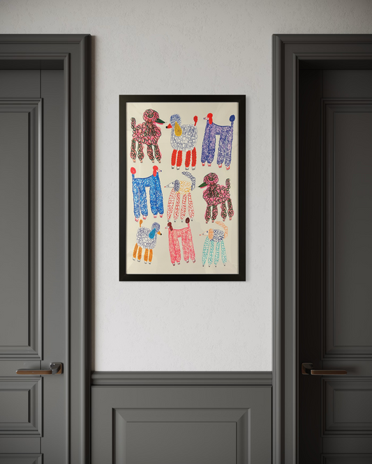 Poodle Scribble (Framed) 40cm x 60cm