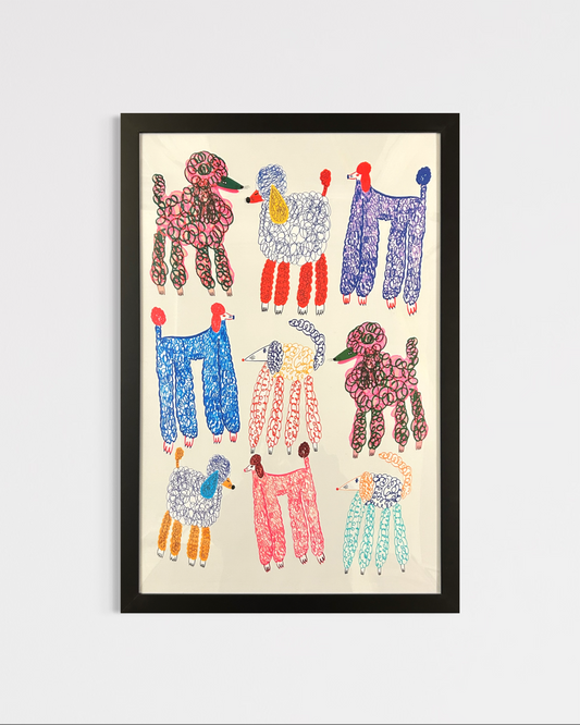 Poodle Scribble (Framed) 40cm x 60cm