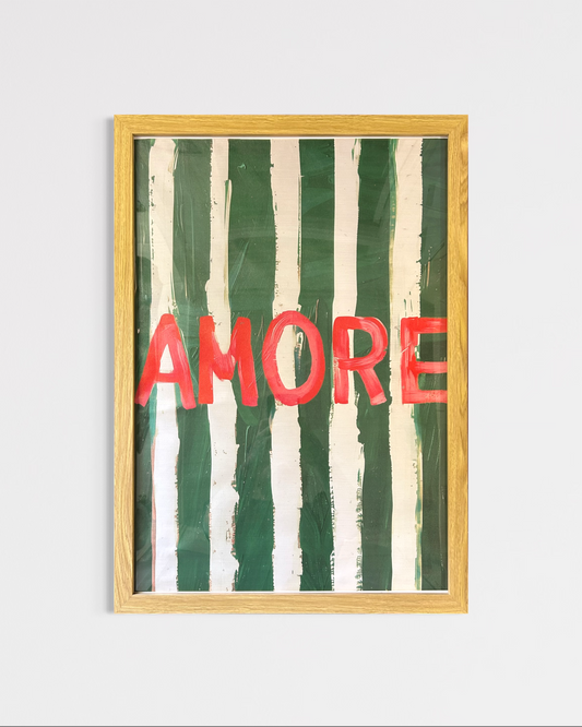 Amore Striped Typography Print (Framed) 55cm x 45cm