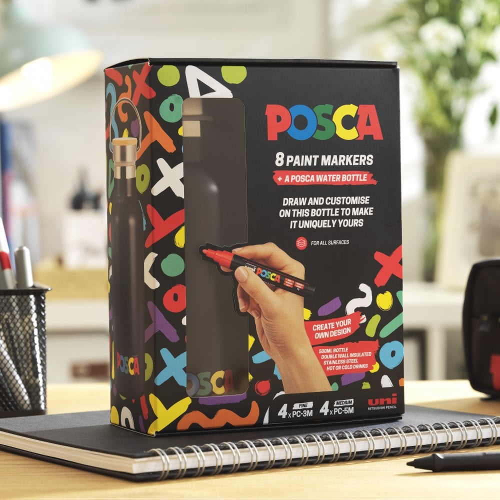Posca Water Bottle Gift Set Acrylic Paint Pens Markers Art Supplies Creative Drawing Crafting DIY Gift Set