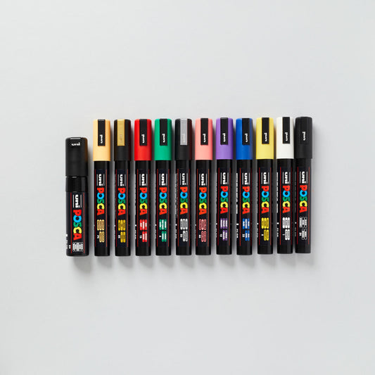 Uni-ball Posca Standard Colour PC-5M | 7M Marker Pens 12 Pack