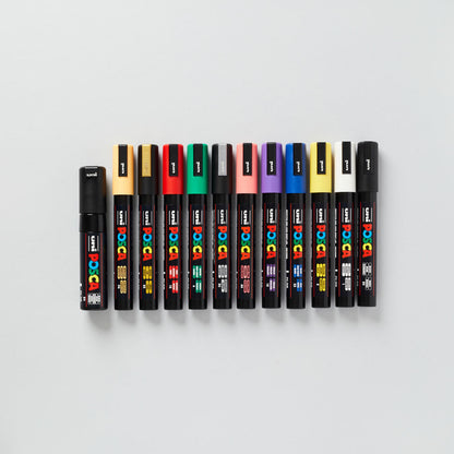 Uni-ball Posca Standard Colour PC-3M | 7M Marker Pens 12 Pack Acrylic Paint Pens Markers Art Supplies Creative Drawing Crafting DIY Gift Set