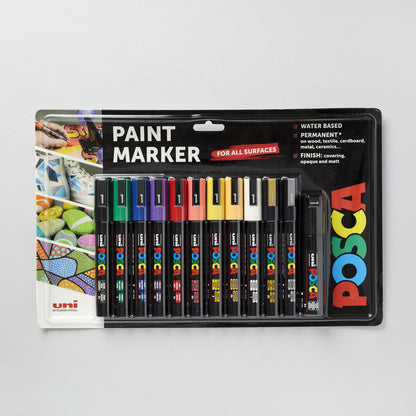 Uni-ball Posca Standard Colour PC-3M | 7M Marker Pens 12 Pack Acrylic Paint Pens Markers Art Supplies Creative Drawing Crafting DIY Gift Set
