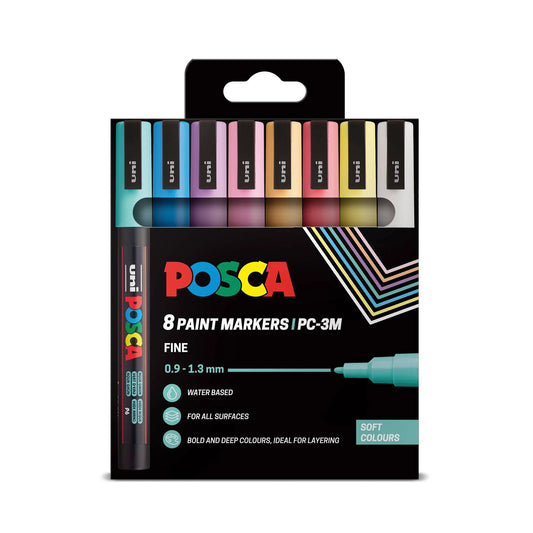 Uni-ball Posca Soft PC-3M Marker Pens 8 Pack Acrylic Paint Pens Markers Art Supplies Creative Drawing Crafting DIY Gift Set