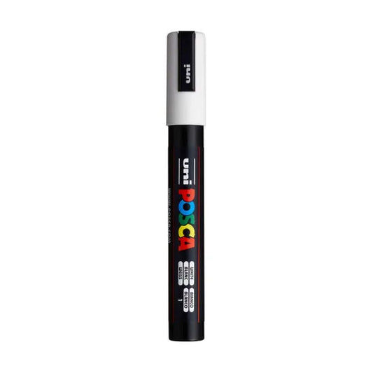 White Uni Posca Marker Pen Medium Bullet Tip 1.8 - 2.5mm PC5M